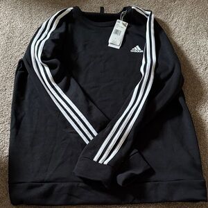 adidas Men’s Black Crewneck Sweatshirt with White Three-Stripes